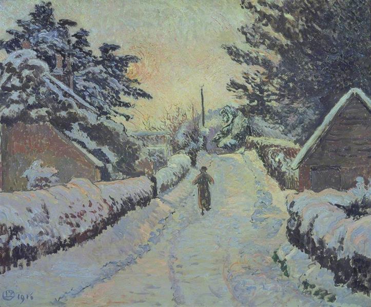 Ivy Cottage, Coldharbour. Sun and Snow, 1916 - Lucien Pissarro