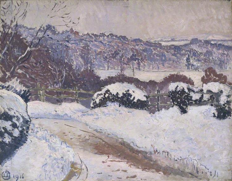The Dorking Road, Coldharbour, in Snow, 1916 - Lucien Pissarro