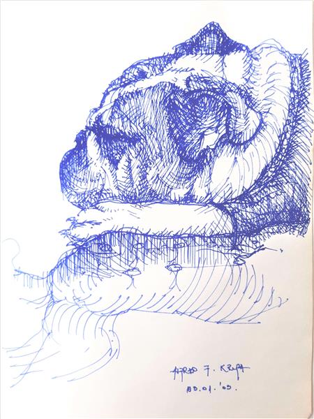 The sketchbook page. Spike is resting, 2003 - Альфред Фредди Крупа