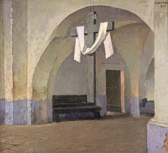 Interior of saint Mary's church at Maranola, 1966 - Antonio Sicurezza