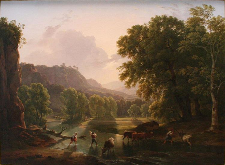 Passage at the ford, 1819 - Hendrik Voogd