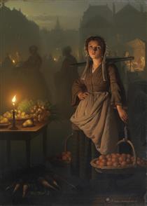 Market by Candlelight - Петрус ван Шендель