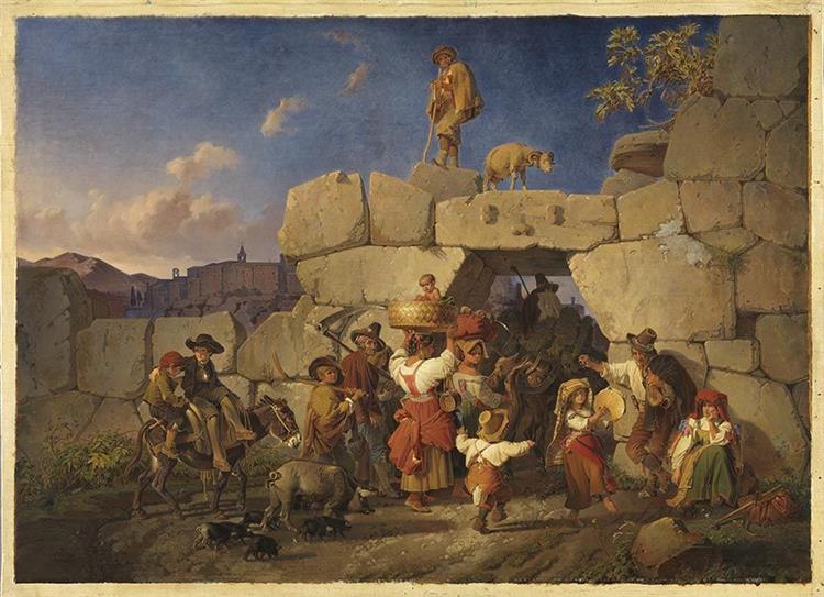 Italian country people return home, 1831 - Theodor Leopold Weller