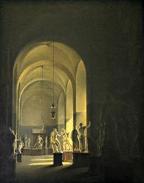 View of the interior of the Plaster Hall of the Royal Institute of Fine Arts - Vincenzo Abbati