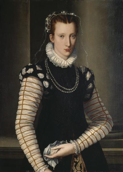 Portrait of a Lady in Black and White, c.1599 - Alessandro Allori