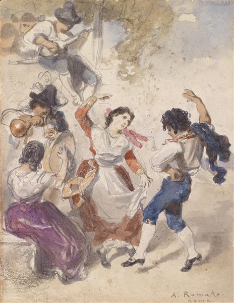 Tarantula dancers and mandolin players, c.1857 - c.1876 - Anton Romako