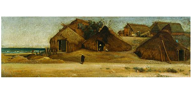 Fishermen's huts on the beach, 1853 - Nino Costa