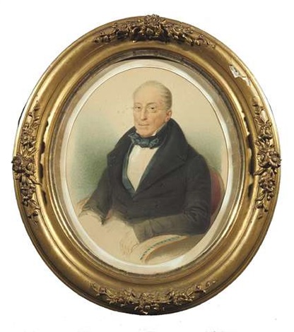 Portrait of a gentleman in a black skirt and blue vest, 1837 - Alexander Clarot