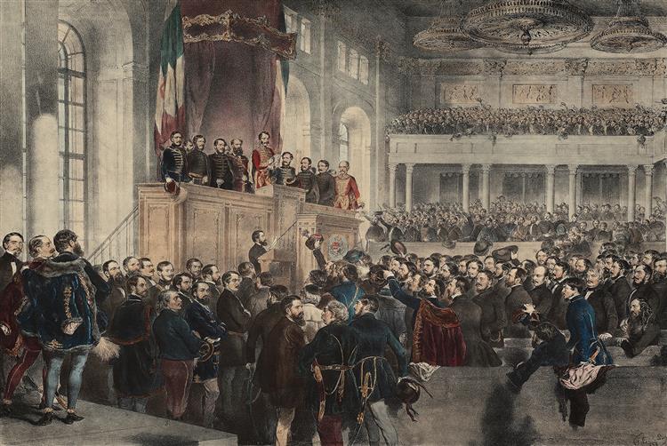Opening ceremony of the Hungarian parliament, 5 July 1848, 1848 - August von Pettenkofen