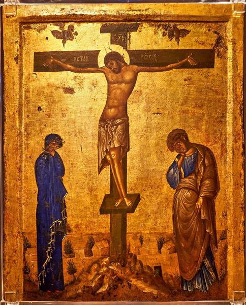 Crucifixion (back side), c.1350 - Orthodox Icons