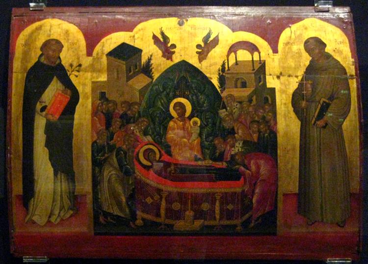 Dormition of Mary with Francis and Dominic, c.1450 - Православные Иконы
