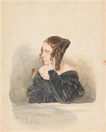 A portrait of a young woman in half profile - Rudolf von Alt