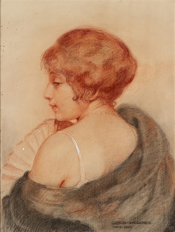 Model with Fan and Shawl, 1919 - Герда Вегенер