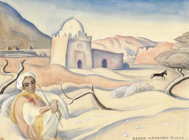 Moroccan Landscape with a Man - Герда Вегенер