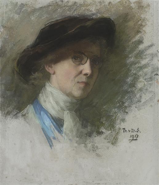 Self-Portrait, with Black Hat, 1917 - Thérèse Schwartze