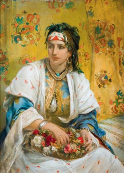 Oriental Beauty with Flowers - Jean-François Portaels