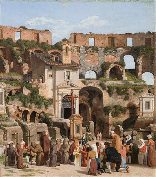 View of the interior of the Colosseum, 1815 - 1816 - Крістофер Вільгельм Еккерсберг