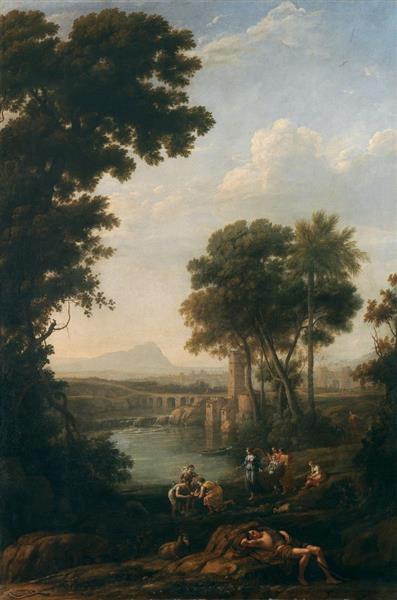 Landscape with the finding of Moses, c.1638 - Клод Лоррен