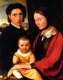 Self portrait of the artist with wife and son Alfons - Johann Friedrich Overbeck
