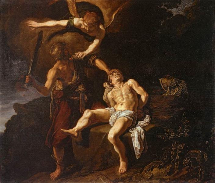 The Angel of the Lord Preventing Abraham from Sacrificing his Son Isaac - Pieter Lastman