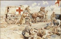 An advanced dressing station on the Western Front - Fortunino Matania