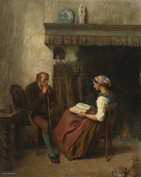Reading a book, 1865 - Jules Breton