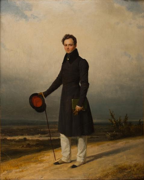 Portrait of Claude-Marie Dubufe against a landscape background, c.1825 - c.1830 - Pierre Duval Le Camus