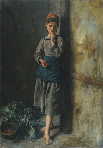 Little girl eating cherries, 1876 - Jules Breton
