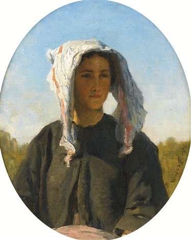 Portrait of a Young Bordeaux Peasant Woman - Jules Breton
