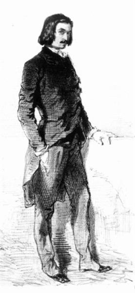 Portrait of French actor Étienne Mélingue (1807-1875), 1852 - Paul Gavarni