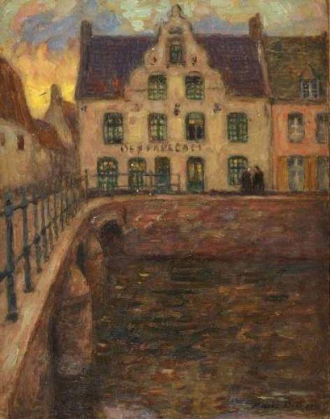 Café on the Corner of the Bridge, c.1900 - Marie Duhem