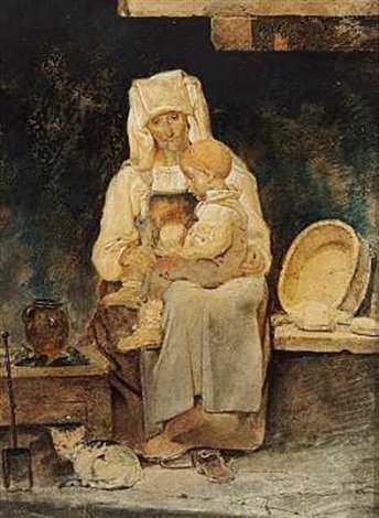 Italian woman with a child on her lap - Ernst Meyer