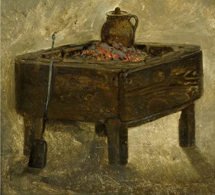 Stove with hot coals and a jug - Ernst Meyer