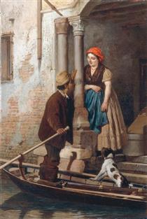 Courtship in Venice - Antonio Paoletti