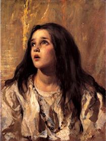 Invocation (Portrait of Irene, the artist's daughter) - Cesare Tallone