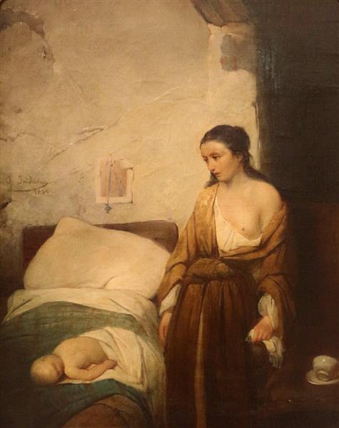 Poor mother (the dead child), 1855 - Girolamo Induno