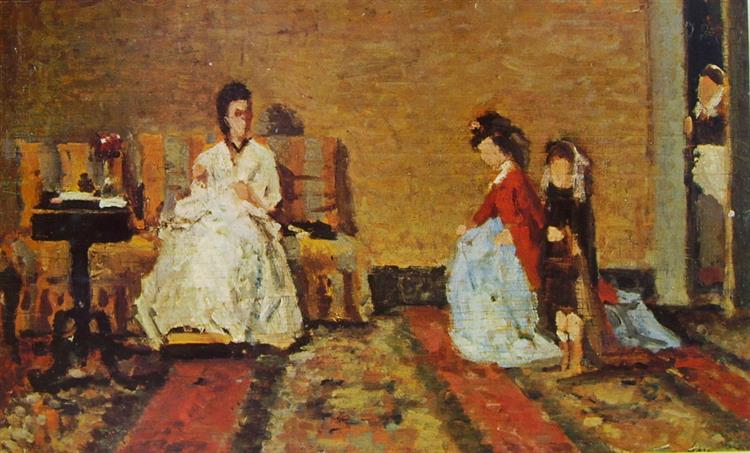 Little girls playing ladies (preparatory sketch), c.1872 - Silvestro Lega