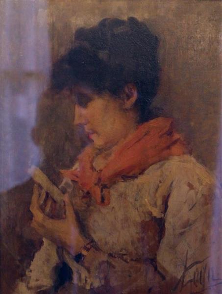 Portrait of a woman - Silvestro Lega