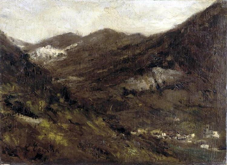 Landscape with small town - Cesare Tallone