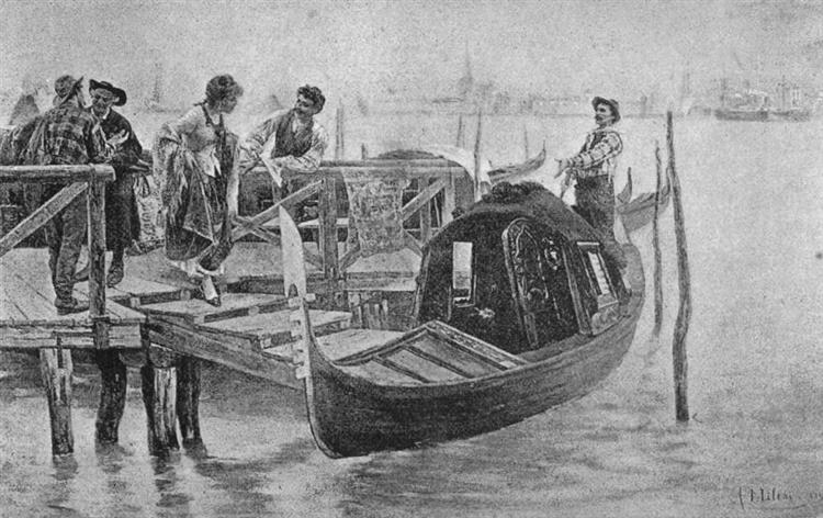 Crossing in Venice, c.1890 - Alessandro Milesi