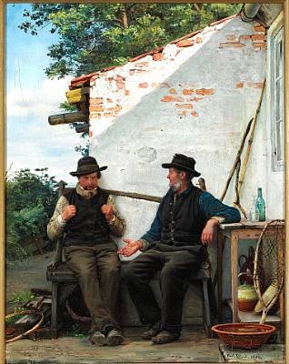 A conversation between two fishermen, Hornbæk, 1880 - Carl Bloch