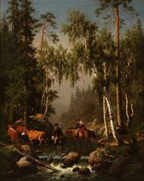 Travellers crossing a river - Carl Heinrich Bloch