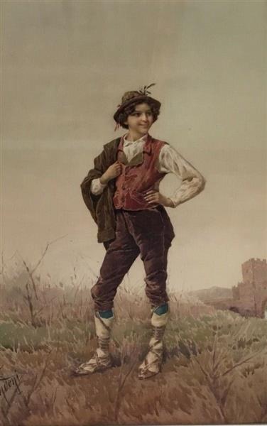 Peasant boy in ciociaro costume - Filippo Indoni