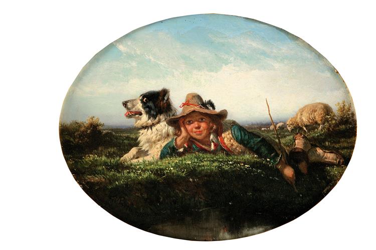 Shepherd boy with flock, 1855 - Філіппо Паліцці