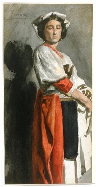 Italian woman (in ciociaro costume), 1858 - Marià Fortuny i Marsal