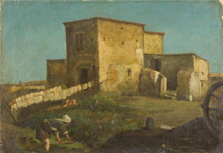 Farmhouses and peasant - Michele Cammarano