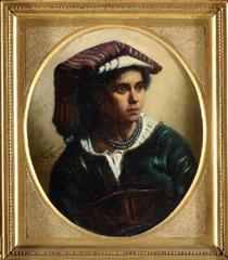 Peasant woman with green necklace - Michele Cammarano