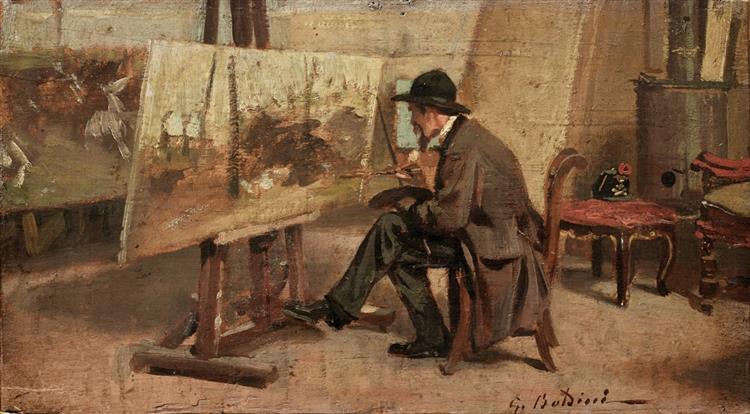 Portrait of Fattori in his studio, 1866 - 1867 - Джованни Болдини
