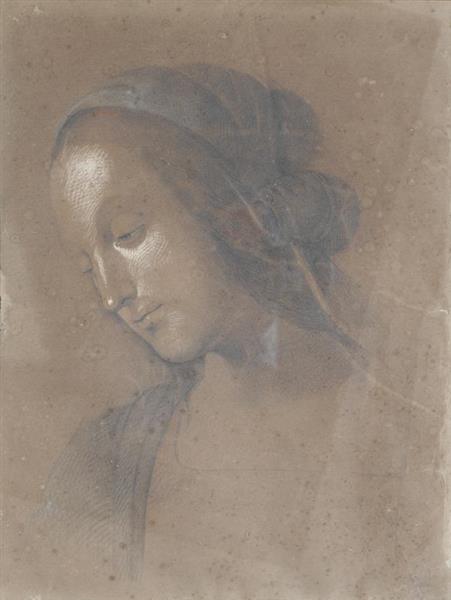 Head of the Virgin Mary from Perugino, 1845 - Сильвестро Лега