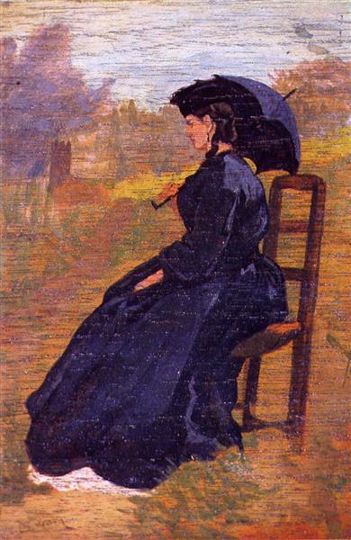 Lady with an umbrella, c.1862 - Одоардо Боррани
